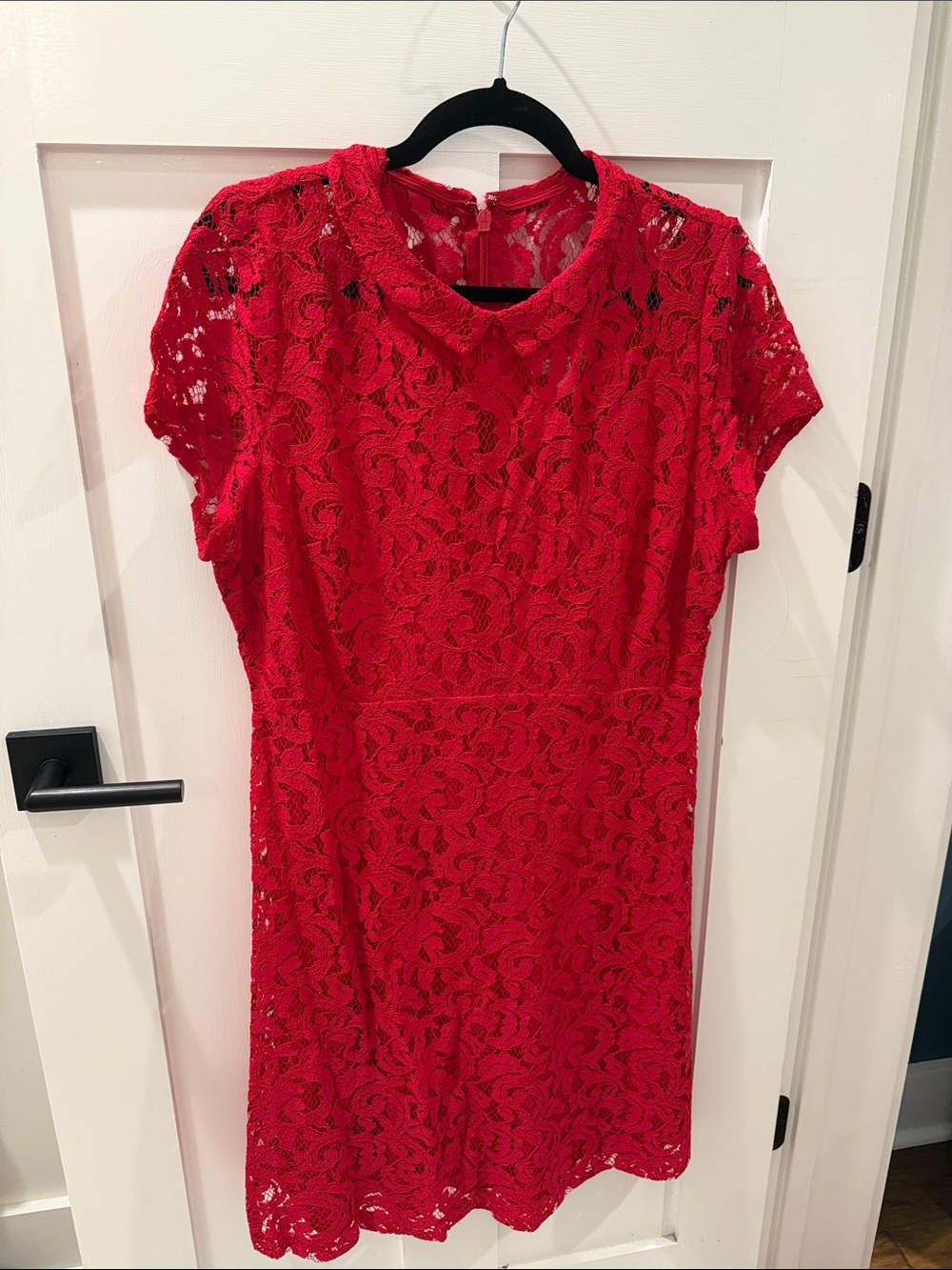 New York & Company Red Lace Midi Dress